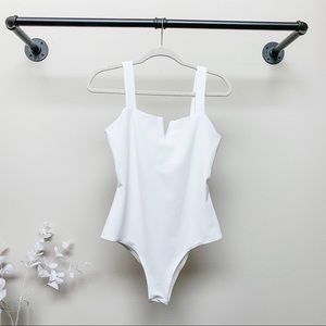 V BODYSUIT — in White